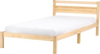 Beliani Cama Con Somier Estilo Minimalista De Madera De Pino 120 X 200 Cm Marr&oacute;n Claro Mercurer