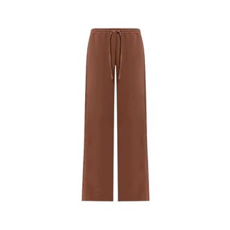 Twinset Palazzo broek met trekkoord - Dames - Broeken - Bruin - Maat: M Satijn