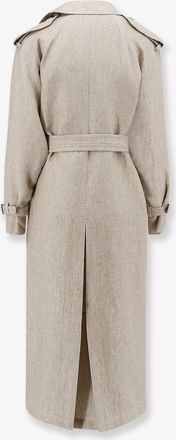 Max Mara Womens Linen Trench Mxspedaggi Beige & Raincoats