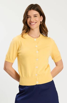 Tyler B&ouml;e Kit Short Sleeve Cardigan In Pale Marigold