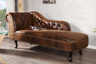Global Interiors R&eacute;cami&egrave;re/Chaiselongue New Chesterfield - Antikbraun