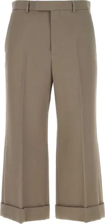 Gucci Mud Wool Cropped Cut Pant