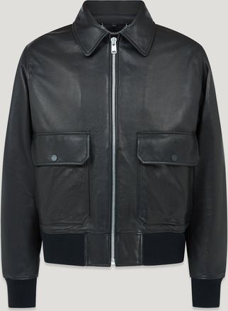 Belstaff Pilot Jacket Mens Lamb Leather Black Size 2XL
