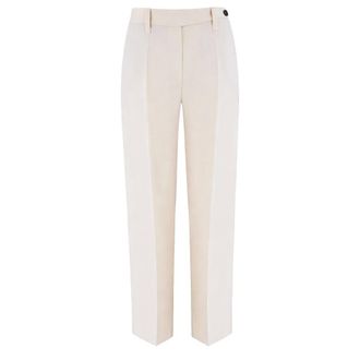 Brunello Cucinelli Brunello Cucinelli, Straight Trousers, female, Beige, Size: XS Monili-detail Trousers