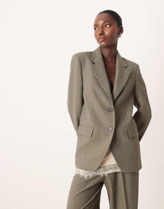 Mango Napoli - Blazer oversize verde in coordinato