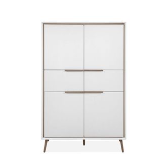 Calicosy Aparador con 4 puertas y 2 cajones H140 cm - Efecto Roble y Blanco