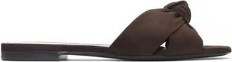 Saint Laurent Brown Suede Bianca Flat Sandals Size 40