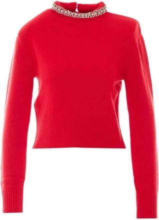 Pinko Berlino Trui - Dames - Ronde hals truien - Rood - M - Wol - Truien & Vesten