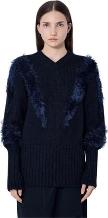 Kiko Kostadinov Macaw Jumper - Dames - V-hals truien - Blauw - S - Wol - Truien & Vesten