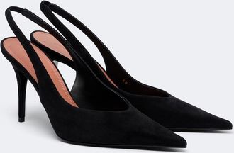 Amina Muaddi Anok suede slingback pumps