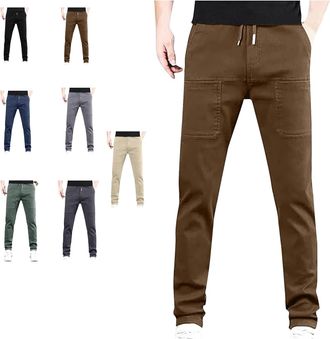 Generic Multipants - High Stretch Multi-Pocket Durable Cargo Pants,Mens Stretch Cargo Pants Lightweight (Brown,L)