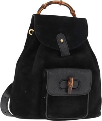 Gucci Pre-owned Backpacks, female, Black, Size: ONE SIZE Pre-owned Suede Backpack