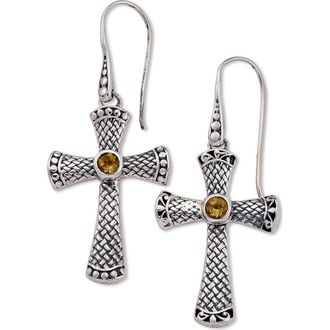 Samuel B. Sterling Silver Cross Earrings in Yellow at Nordstrom Rack