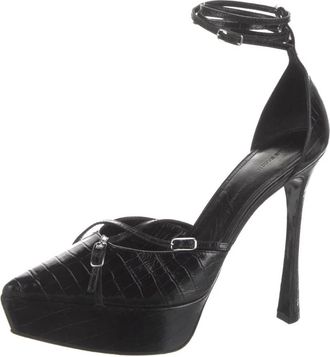 Arielle Baron Preloved Womens Leather Embossed Dorsay Pumps In Black