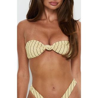 Princess Polly Tamrali Straplesss Stripe Bandeau Bikini Top in Yellow at Nordstrom, Size 0