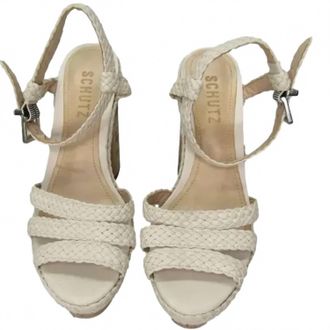 Schutz Womens Platform Braided Strap Sandal In White