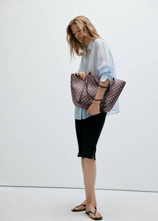 Mango Borsa shopper stampa logo bordeaux - Donna - Taglia unica - MANGO