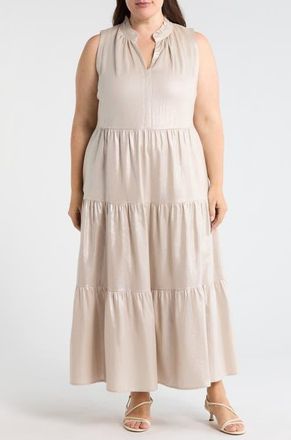 Vince Camuto Linen Blend Tiered Maxi Dress in Neutral at Nordstrom, Size 3 X