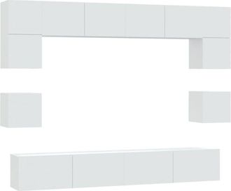 vidaXL 8 Piece TV Cabinet Set White Engineered Wood vidaXL