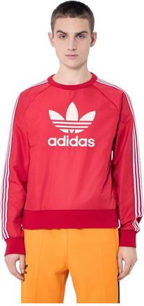 adidas Logo Motif Crewneck Sweatshirt - Heren - Sportshirts - Rood - XS - Katoen - Fitness
