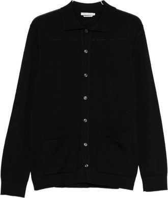 Daniele Alessandrini Button-Up Black Sweater With Classic Collar