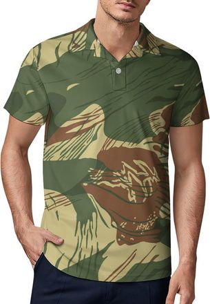 Generic Rhodesian Camouflage Mens Polo Shirts Short Sleeve Casual Summer Shirts Classic Collared Golf Shirt 5XL