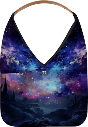 Generic Mesmerizing Universe Starry Sky Reusable Lightweight Grocery Bags - Foldable Into Compact Pouch, Washable & Sturdy, Multipurpose for Shopping and Trav