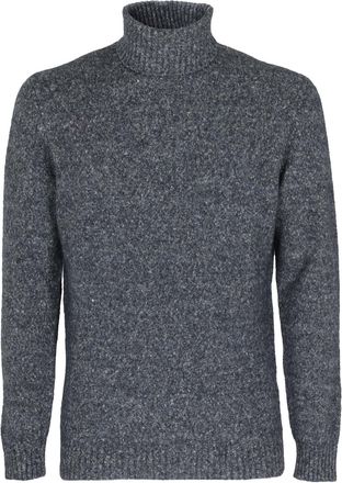 KANGRA Blue Ribbed Alpaca-Blend Turtleneck Sweater