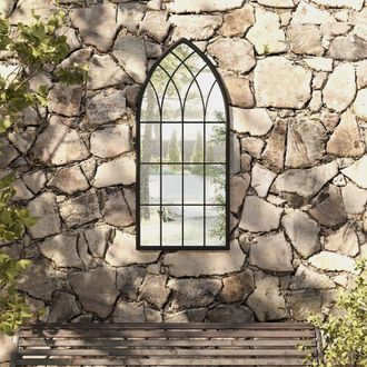 vidaXL Espejo De Jard&iacute;n Negro Hierro Para Exterior 100x45 Cm Vidaxl