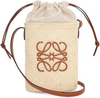 Loewe X Paulas Ibiza Logo Raffia and Cotton Cross-body bag - Natural - One Size