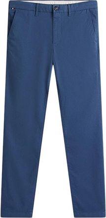 Tommy Hilfiger Broeken, Heren, Blauw, W33, Katoen, Blauwe Gestreepte Slim Fit Chinos