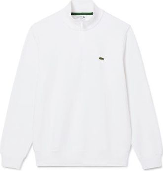 Lacoste Cotton Fleece Half Zip Pullover in White at Nordstrom, Size 3