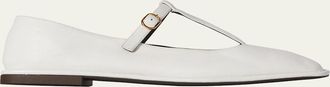 The Row Leather T-Strap Ballerina Flats