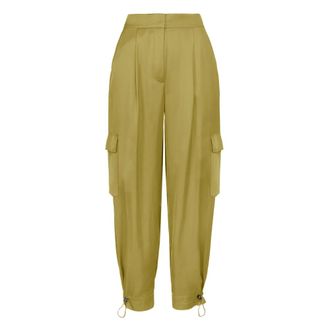 Bomboogie Pantalones cargo de sat&eacute;n de ray&oacute;n - Trousers - Mujer - Verde - 2XS