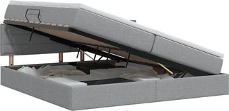 vidaXL Cama Con Almacenamiento Y Colch&oacute;n Gris Claro 200 X 200 Cm Vidaxl