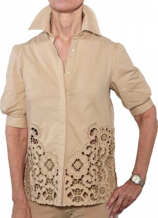 Marie Merci&eacute; Garden Button Down Blouse In Camel