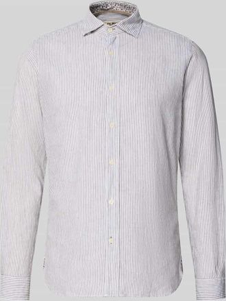 Fil Noir Slim Fit Business-Hemd aus Leinen-Baumwoll-Mix Modell Roma in Khaki, Gr&ouml;&szlig;e 39