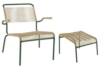 Schubiger M&ouml;bel Spaghetti-Lounger + Hocker S&auml;ntis mit Armlehnen