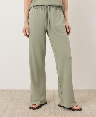 Pact Luxe Essential Wide Leg Pant Made With Organic Cotton in Seagrass at Nordstrom, Size Xx-Large