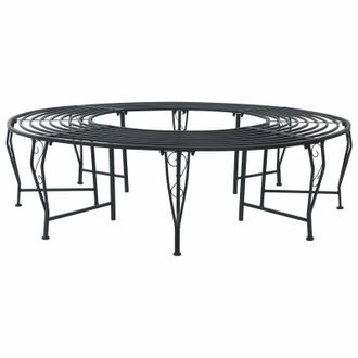 vidaXL Banco De &Aacute;rbol 8-n&uacute;mero De Plazas &Oslash; 160 X 44 Cm Acero Negro Vidaxl