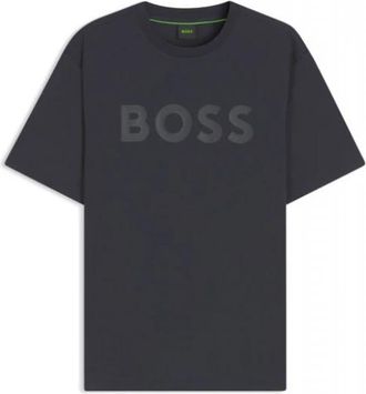 HUGO BOSS Structure Logo T-shirt - Heren - T-shirts - Blauw - L - Katoen - Tops