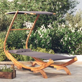 vidaXL Vidaxl - Tumbona Con Dosel Madera Curvada Gris Antracita 100x190x134 Cm