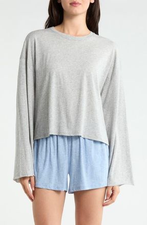 Lunya Organic Pima Cotton Long Sleeve Lounge T-Shirt in Storm Grey Heather at Nordstrom, Size X-Small
