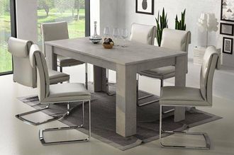 Dmora Mesa De Comedor Extensible, Consola Extensible, Mesa Moderna Con Extensiones, 160 / 220x88h80 Cm, Color Cemento, Con Embalaje Reforzado - Dmora