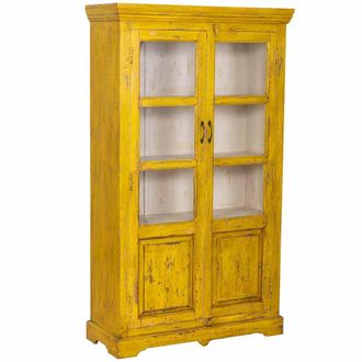 Wanderlust Deco Vitrina De Madera Amarilla 105x40x180h Cm