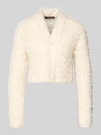 Swing Cropped Jacke aus Effektgarn mit V-Ausschnitt in Ecru, Gr&ouml;&szlig;e XL