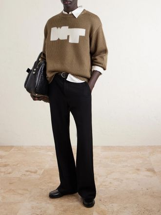 Wtaps Logo-Intarsia Ribbed-Knit Sweater