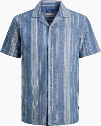 Jack & Jones Mens Jack & Jones JPR BLUESUMMER Lin dobby shirt ASHLEY BLUE - Size: Regular/36