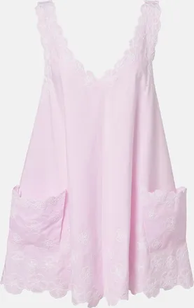 Juliet Dunn Embroidered cotton poplin minidress
