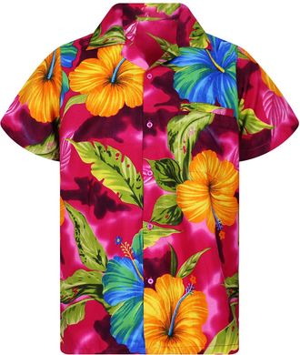 V.H.O. Funky Hawaiian Shirt, Big Flower, Pink, 4XL